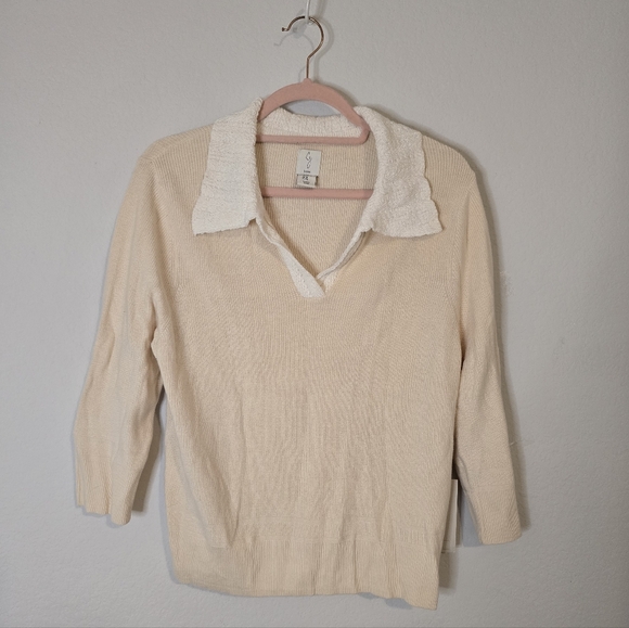 NWT Joie Women's Cream Sweater with White Collar Size XL - Picture 1 of 7